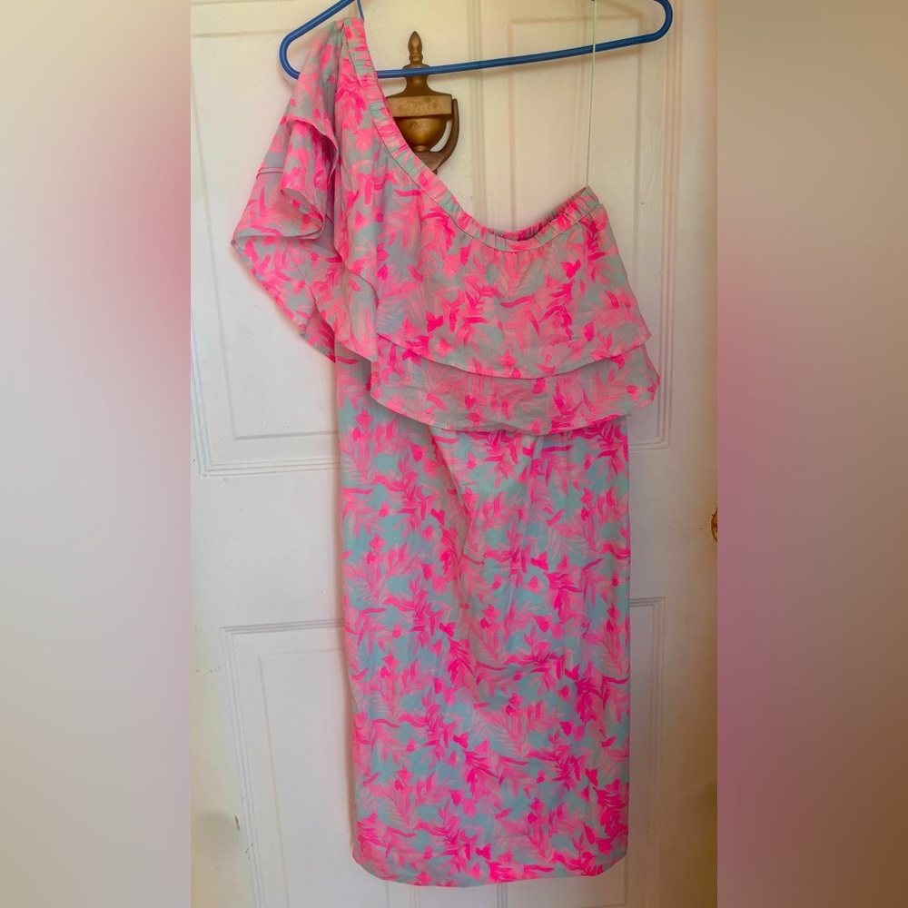Vineyard Vines Pink Floral One-Shoulder Dress NWT
